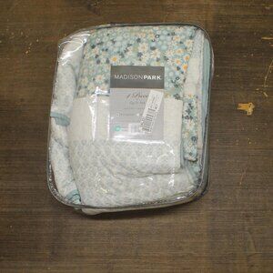 NEW Madison Park 4pc Tulia Seersucker Coverlet Set Aqua Blue Multi Full / Queen
